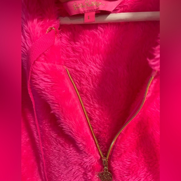 NEW LILLY PULITZER Suri Sherpa Hoodie PINK GRENADINE Pullover NWT L Large - Picture 5 of 7